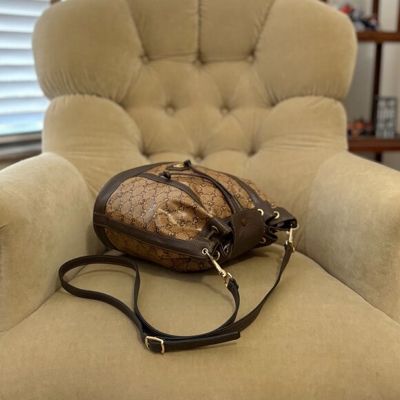 VTG Auth.MORABITO PARIS Iconic Monogram Coated Canvas Drawstring Bucket Bag - Picture 4 of 8